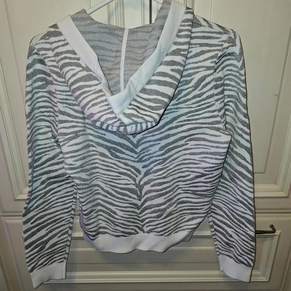 Michael Kors Zebra Print Jacket - White and Silver - Picture 4 of 4